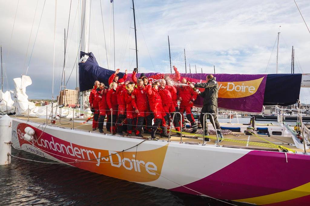 Derry-Londonderry-Doire celebrates Rolex Sydney Hobart Yacht Race Clipper Class victory ©  AAP http://aap.com.au/